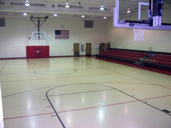 regulation basketball court. smaller asketball court